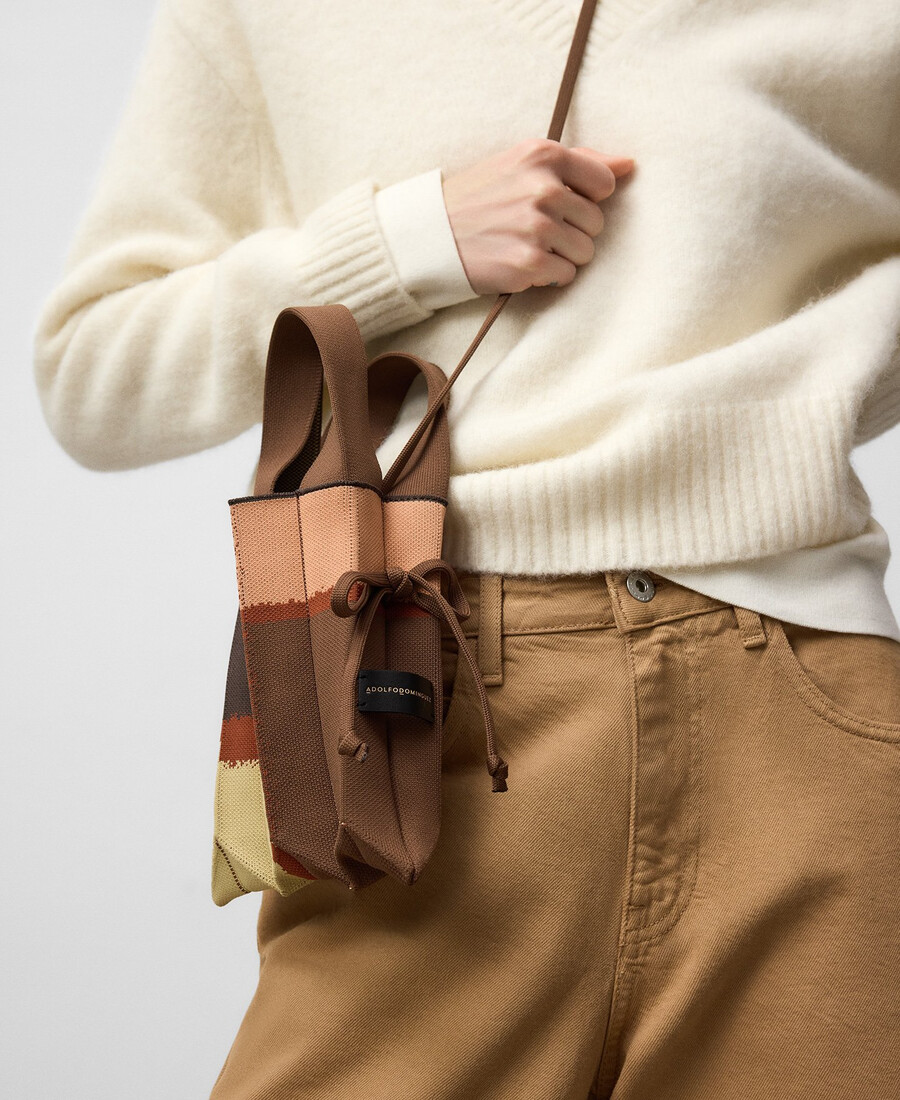 support de téléphone plissé en maille imprimée pour femme