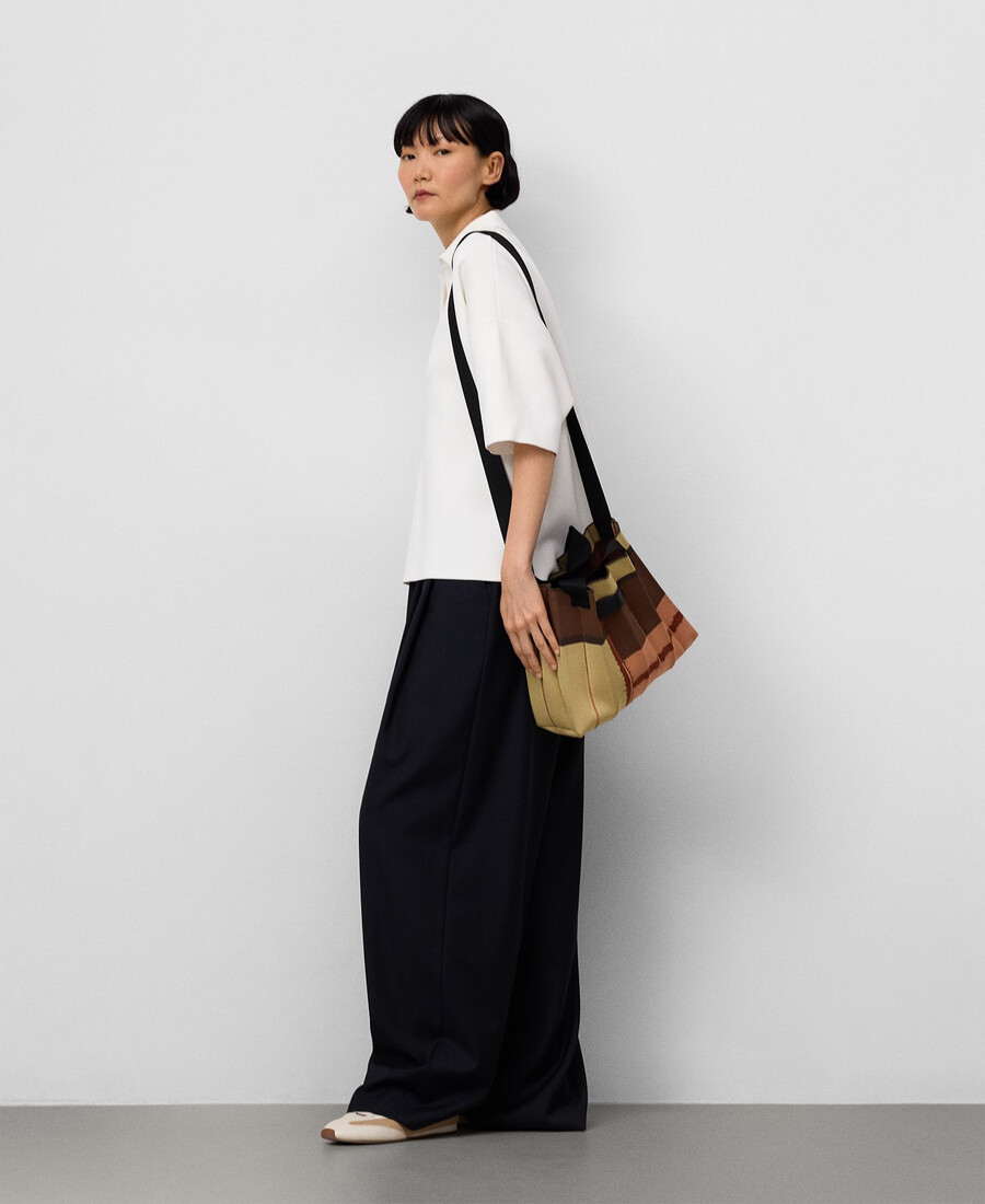 sac cabas plissé en maille imprimée pour femme