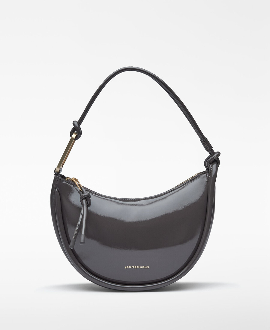 sac bandoulière luna en cuir verni pour femme