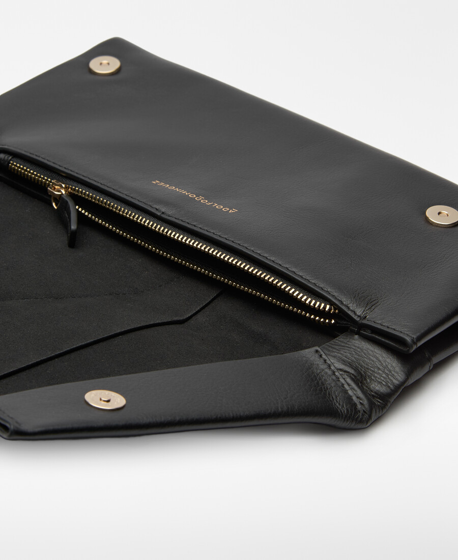 pochette maxi plissée en cuir pour femme