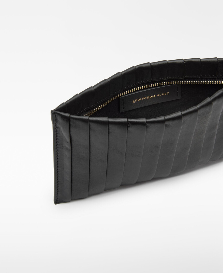 pochette rectangulaire plissée en cuir pour femme
