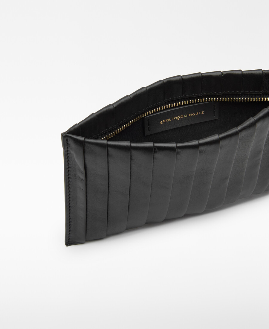 pochette rectangulaire plissée en cuir pour femme
