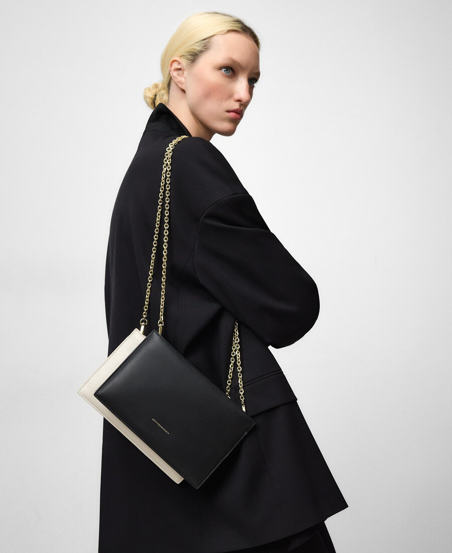 pochette en cuir rembourrée pour femme