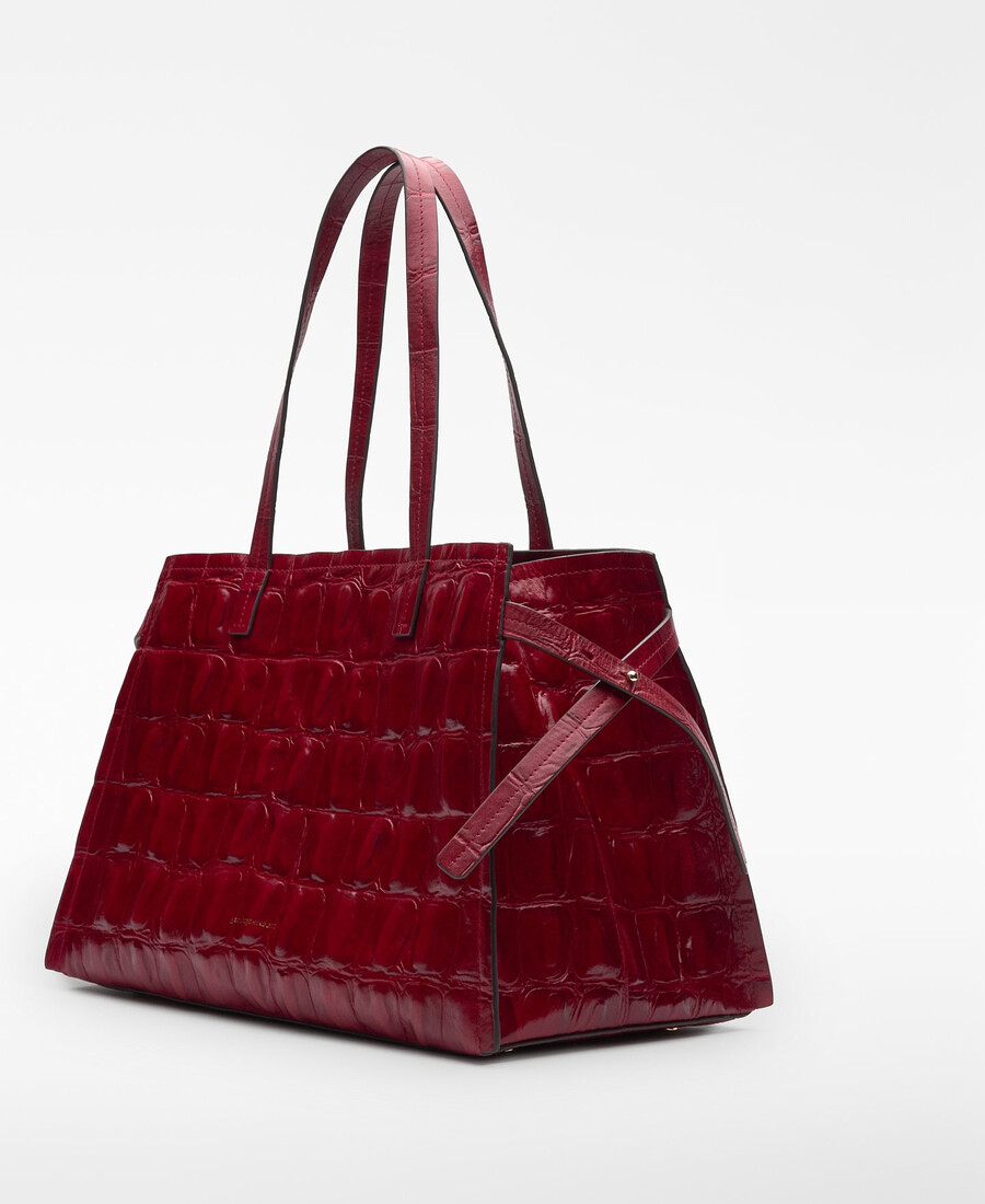sac de ville femme en cuir mica à motif crocodile