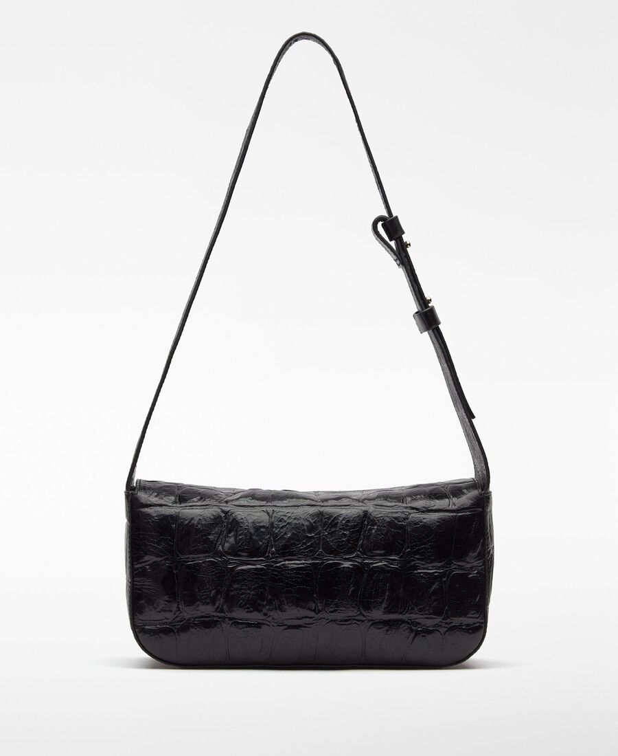 sac bandoulière femme en cuir mica à motif crocodile