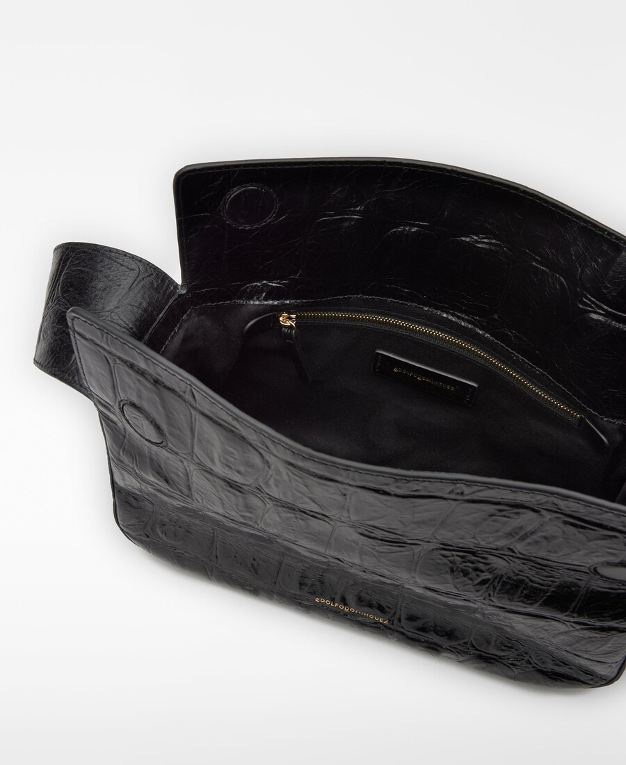 sac bandoulière femme en cuir mica à motif crocodile