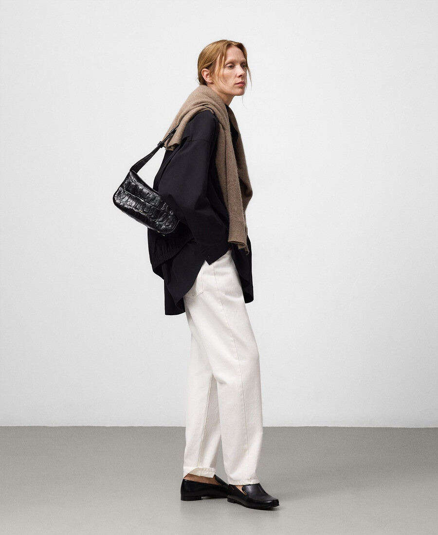 sac bandoulière femme en cuir mica à motif crocodile