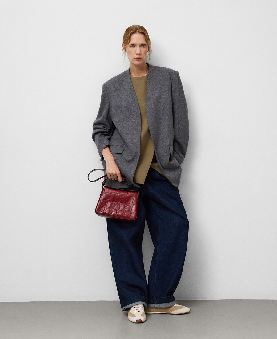 sac mini femme en mica à motif crocodile