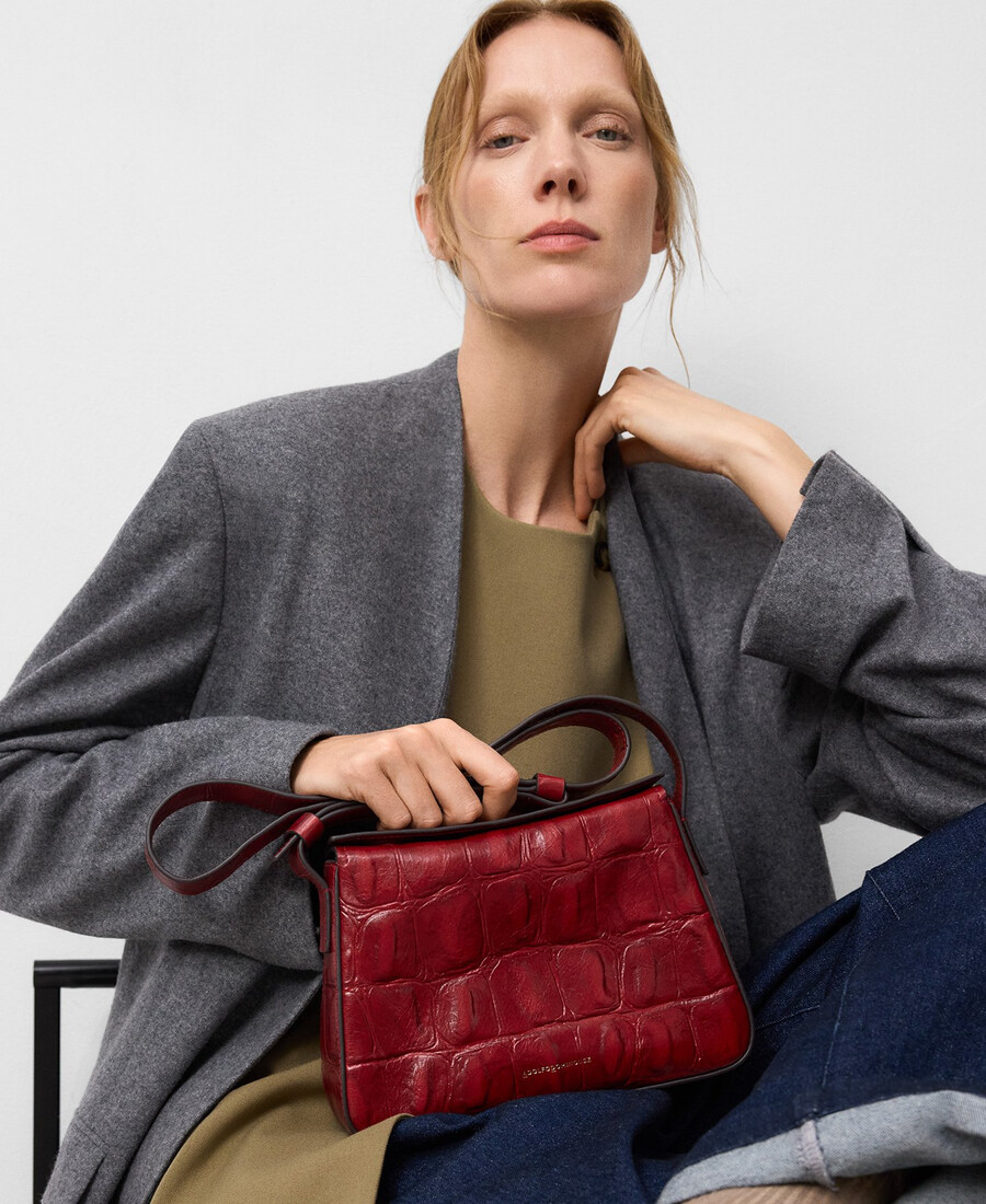 sac mini femme en mica à motif crocodile