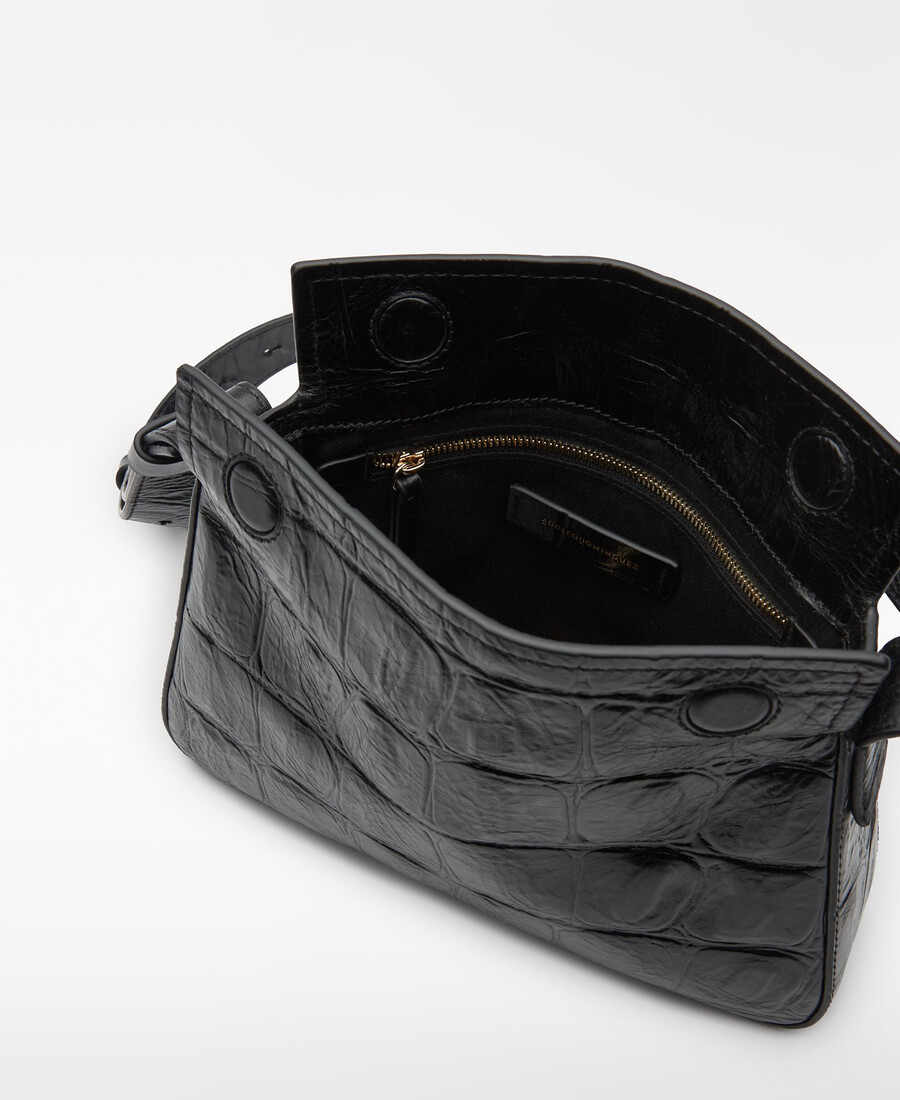 sac mini femme en mica à motif crocodile