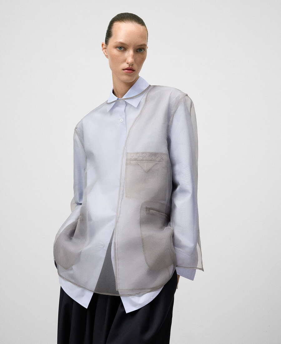 top transparent avec détails blazer femme