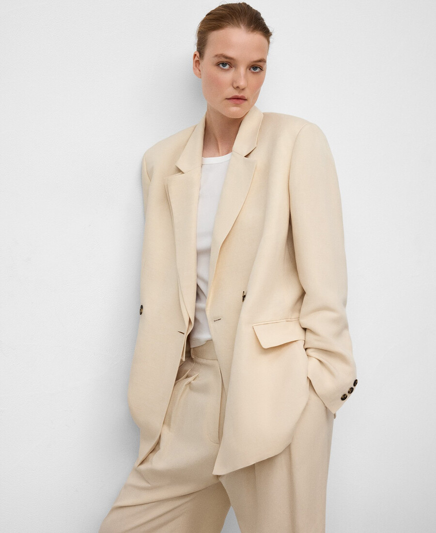 blazer à double revers avec ceinture pour femme