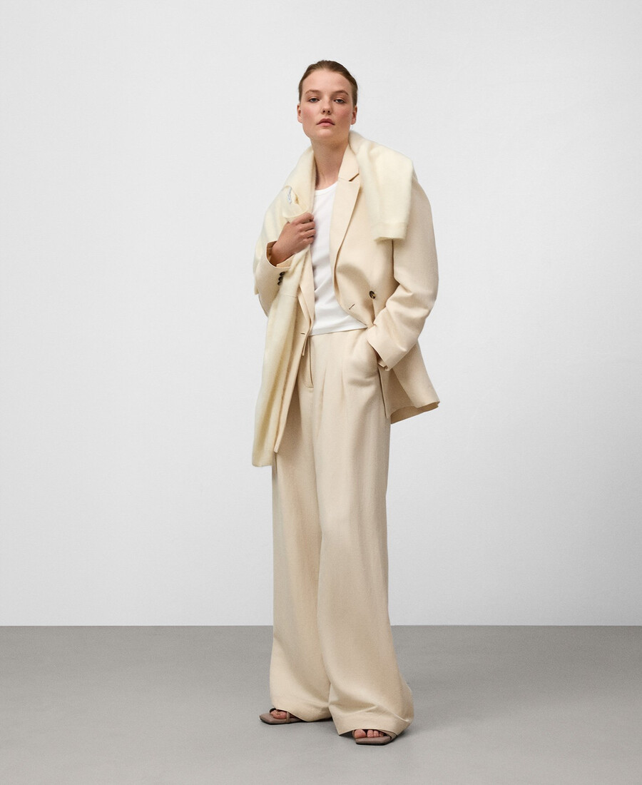 blazer à double revers avec ceinture pour femme