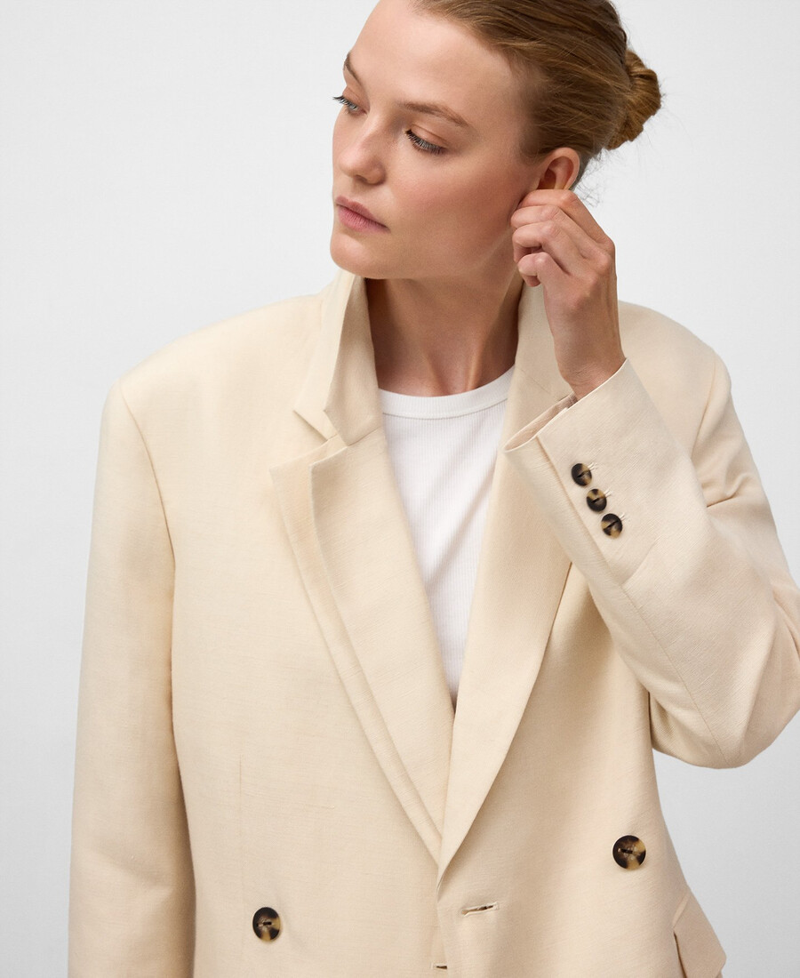 blazer à double revers avec ceinture pour femme