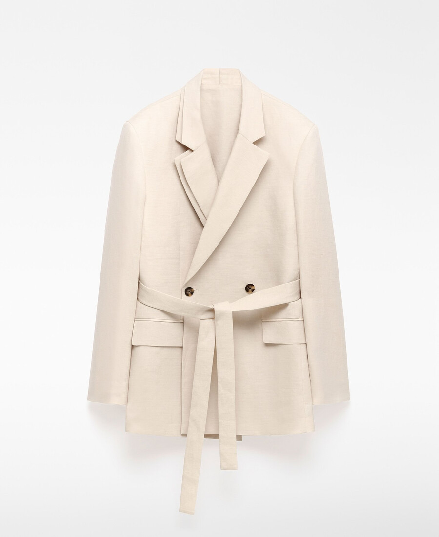 blazer à double revers avec ceinture pour femme