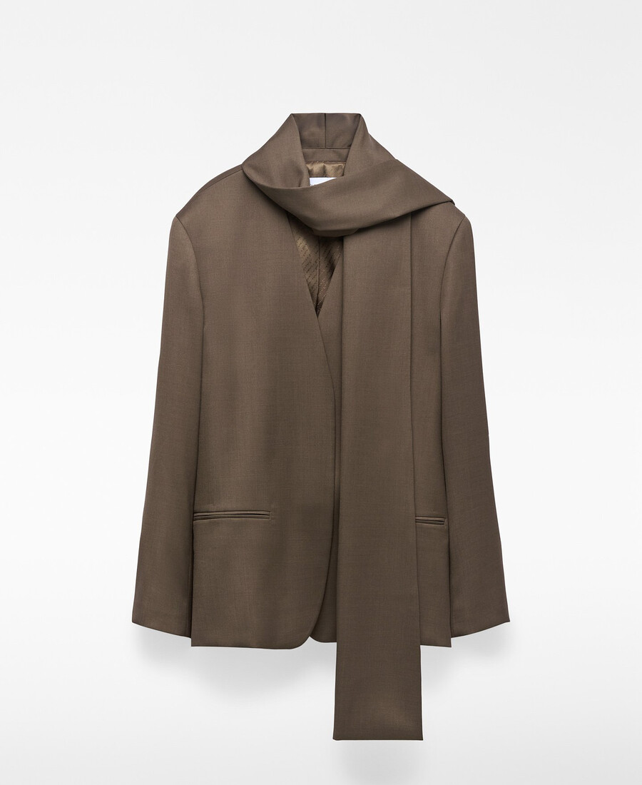 blazer tailleur à col foulard pour femme