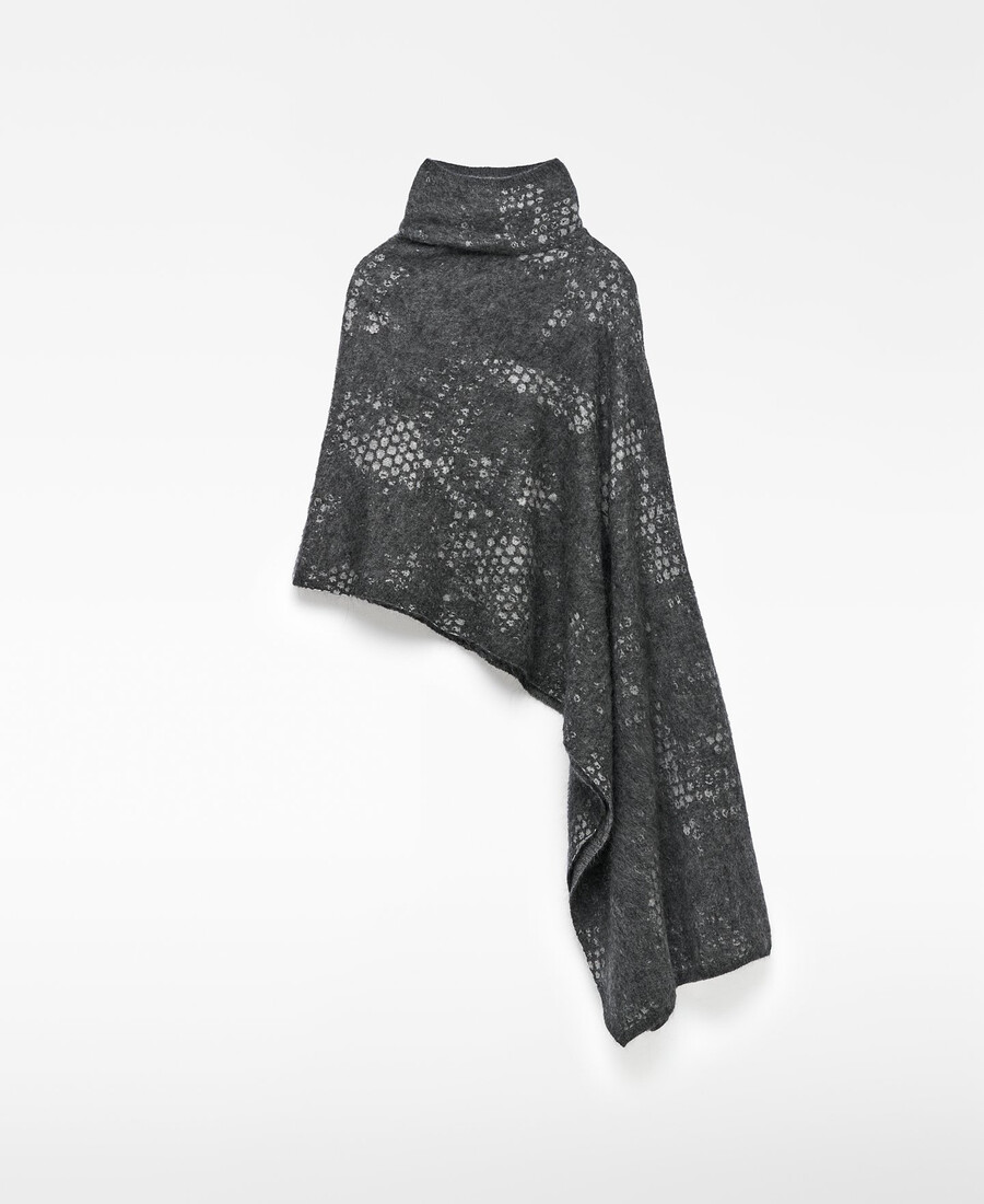 cape asymétrique en maille jacquard pour femme