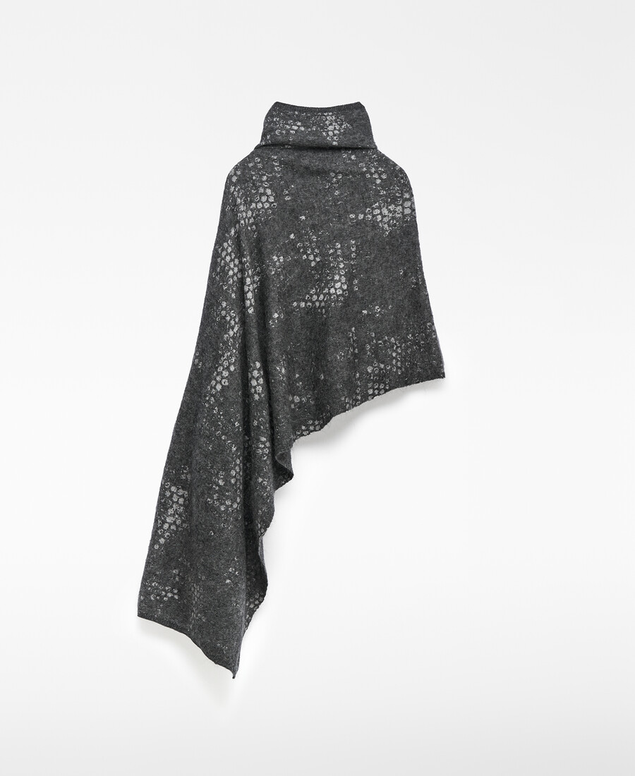 cape asymétrique en maille jacquard pour femme