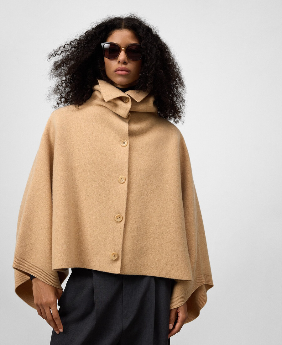 cape courte en laine double face pour femme