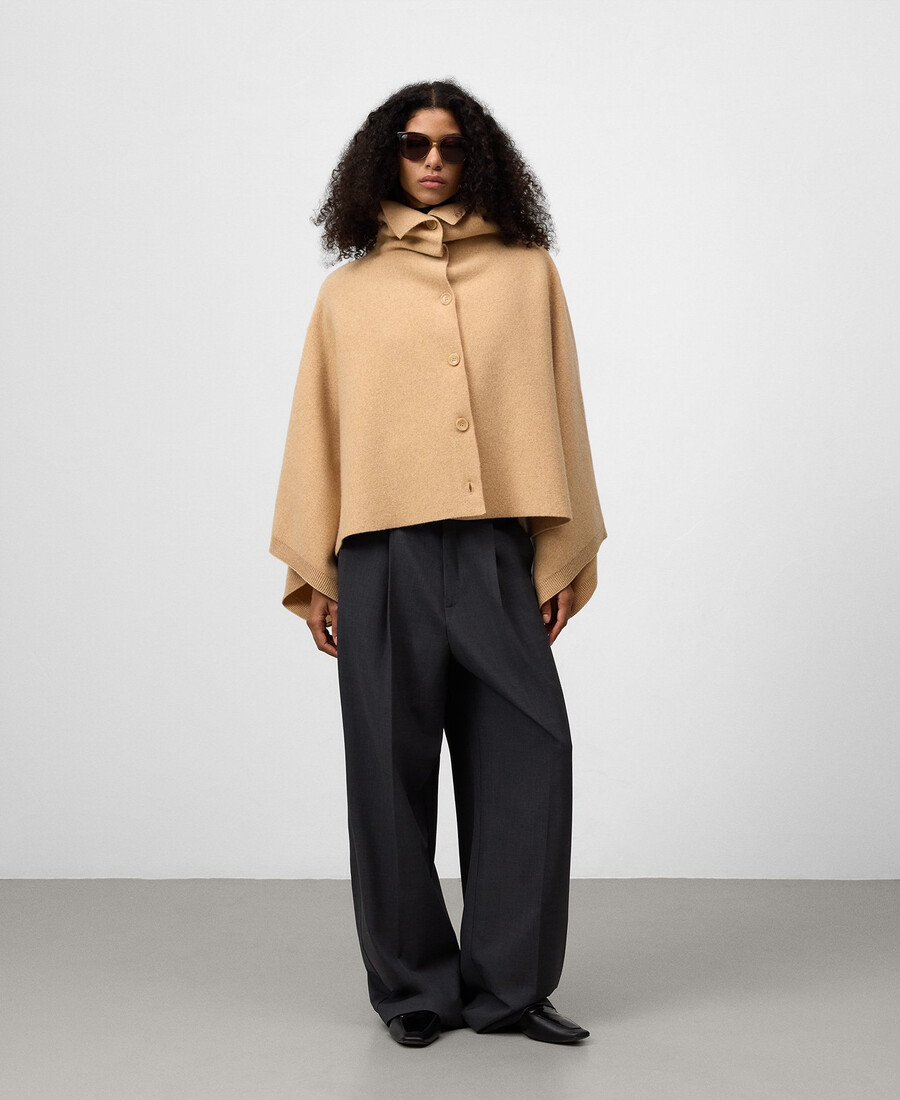 cape courte en laine double face pour femme