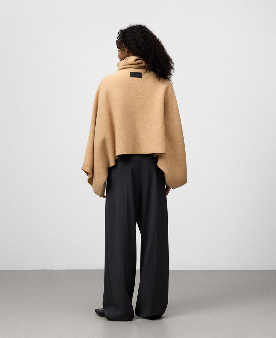 cape courte en laine double face pour femme