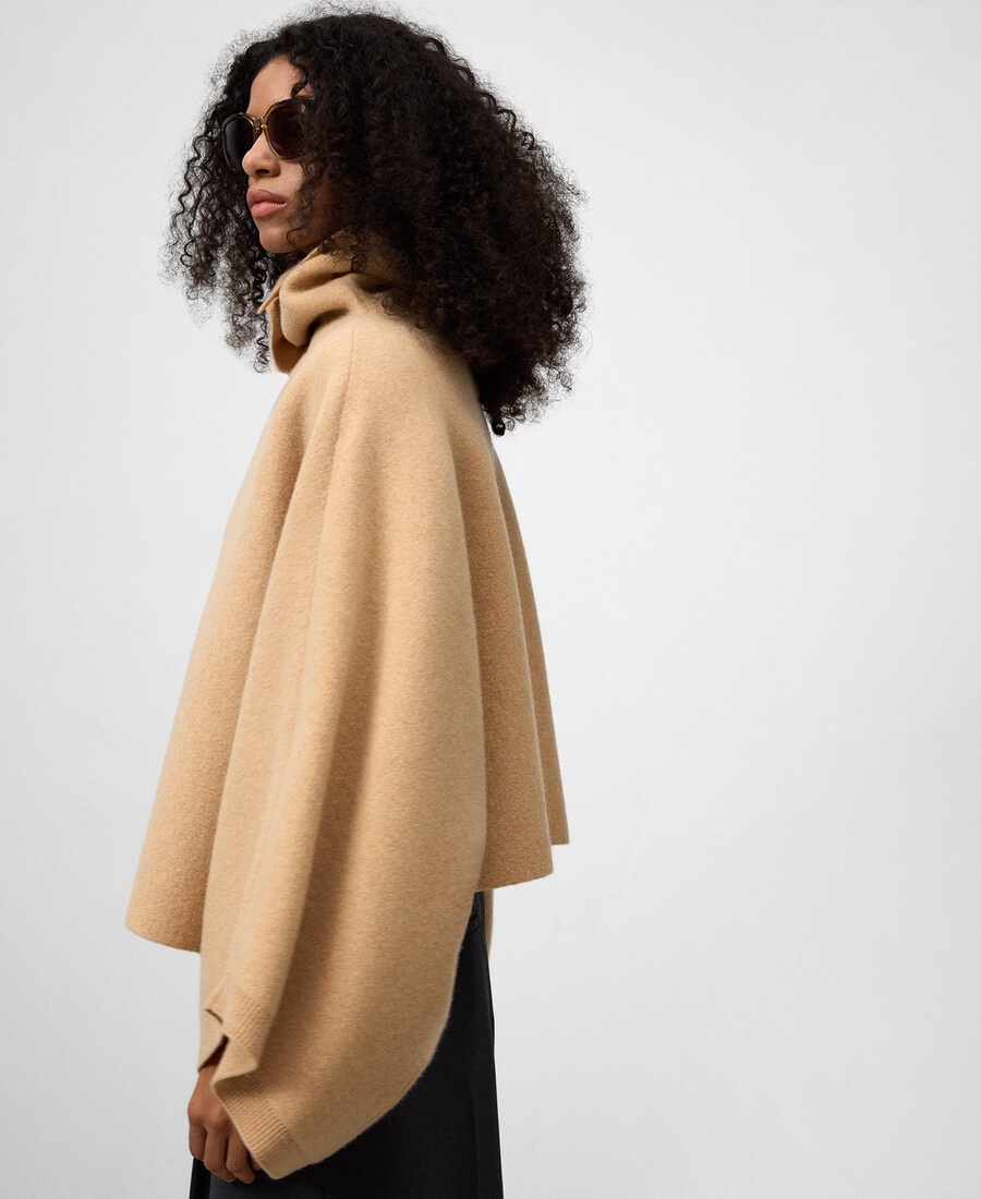 cape courte en laine double face pour femme