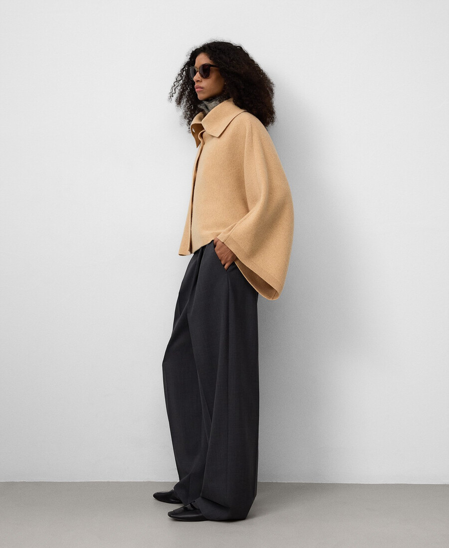 cape courte en laine double face pour femme