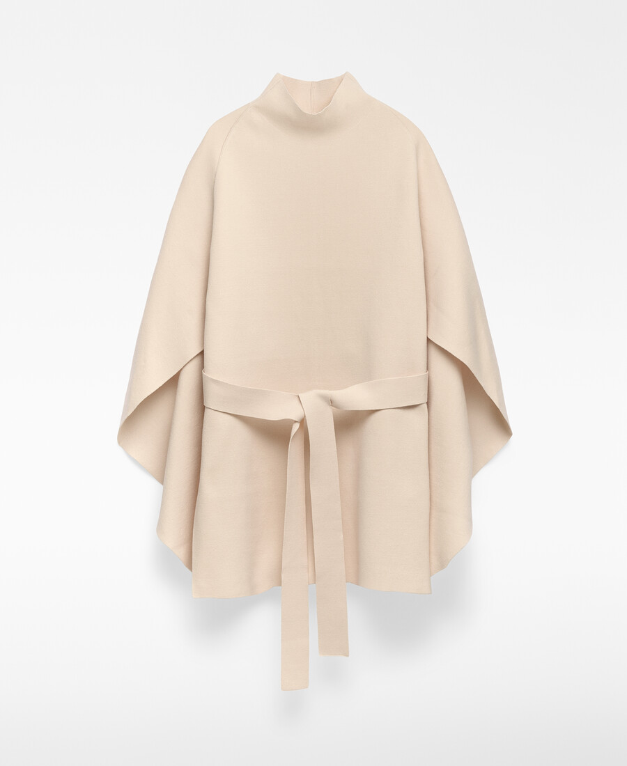 cape tricotée avec ceinture femme