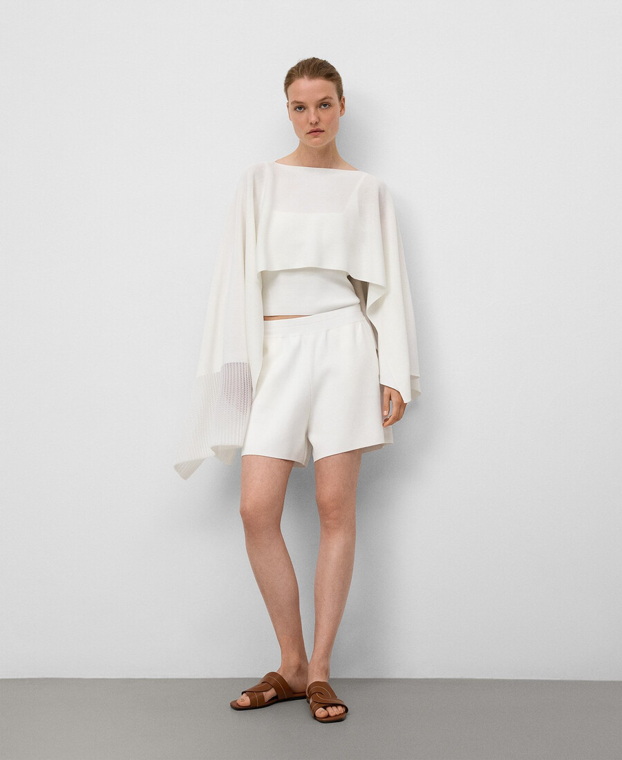 cape asymétrique en maille côtelée pour femme