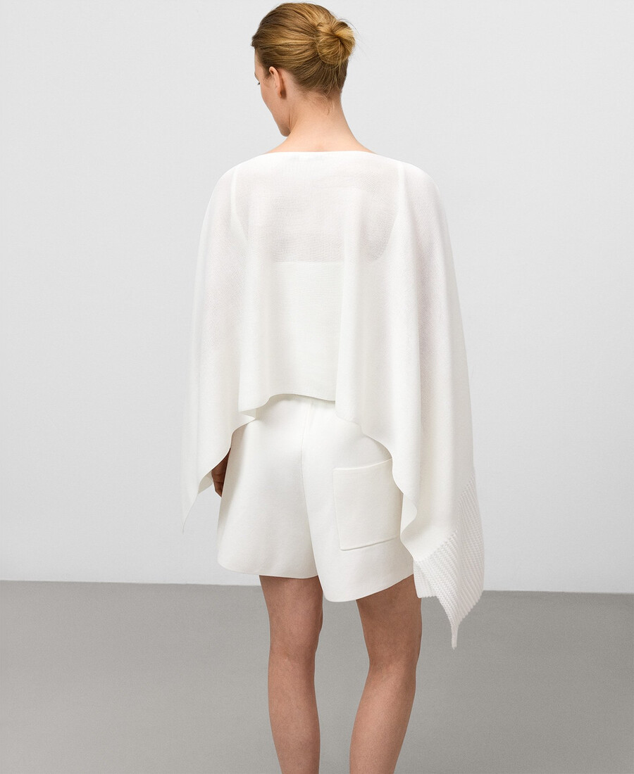 cape asymétrique en maille côtelée pour femme
