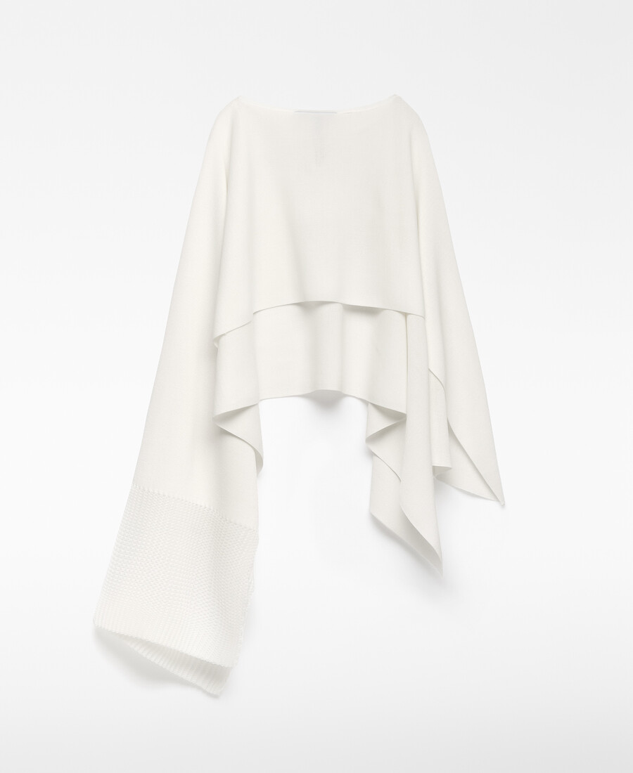 cape asymétrique en maille côtelée pour femme