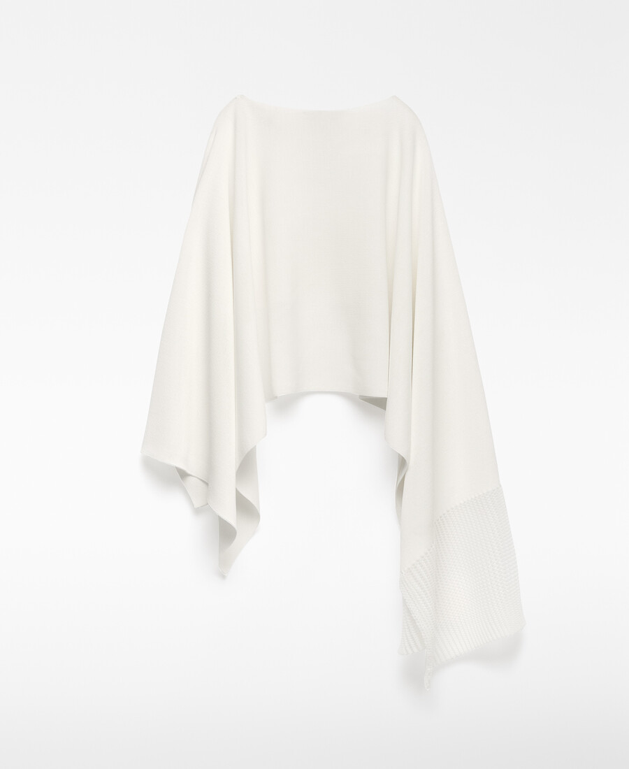 cape asymétrique en maille côtelée pour femme