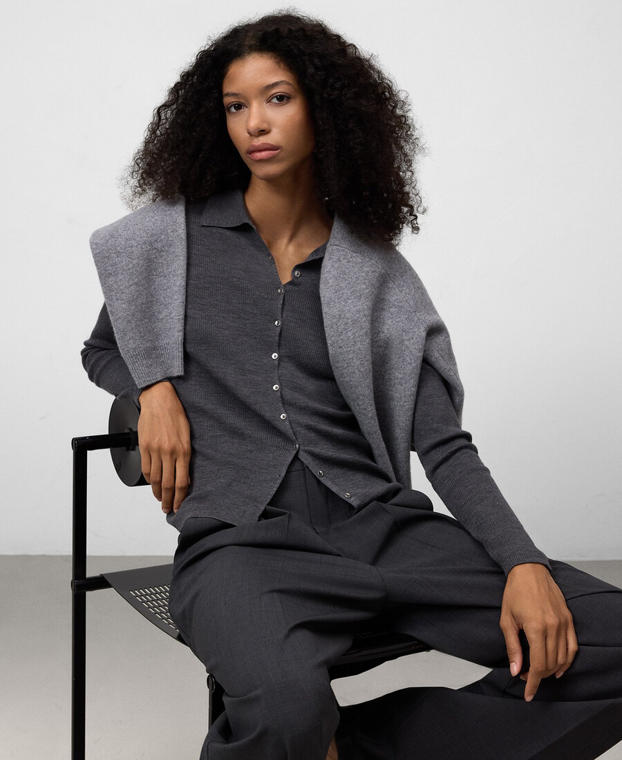 cardigan ajusté en laine mérinos pour femme