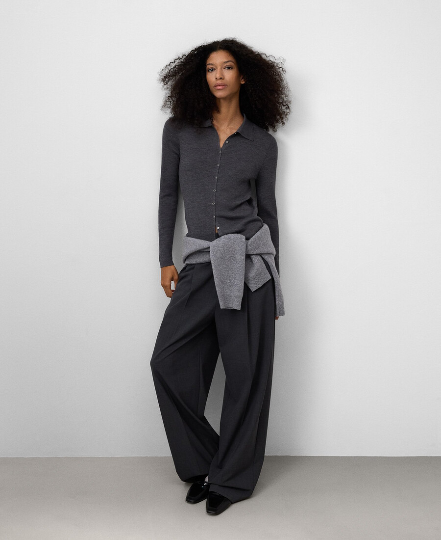 cardigan ajusté en laine mérinos pour femme