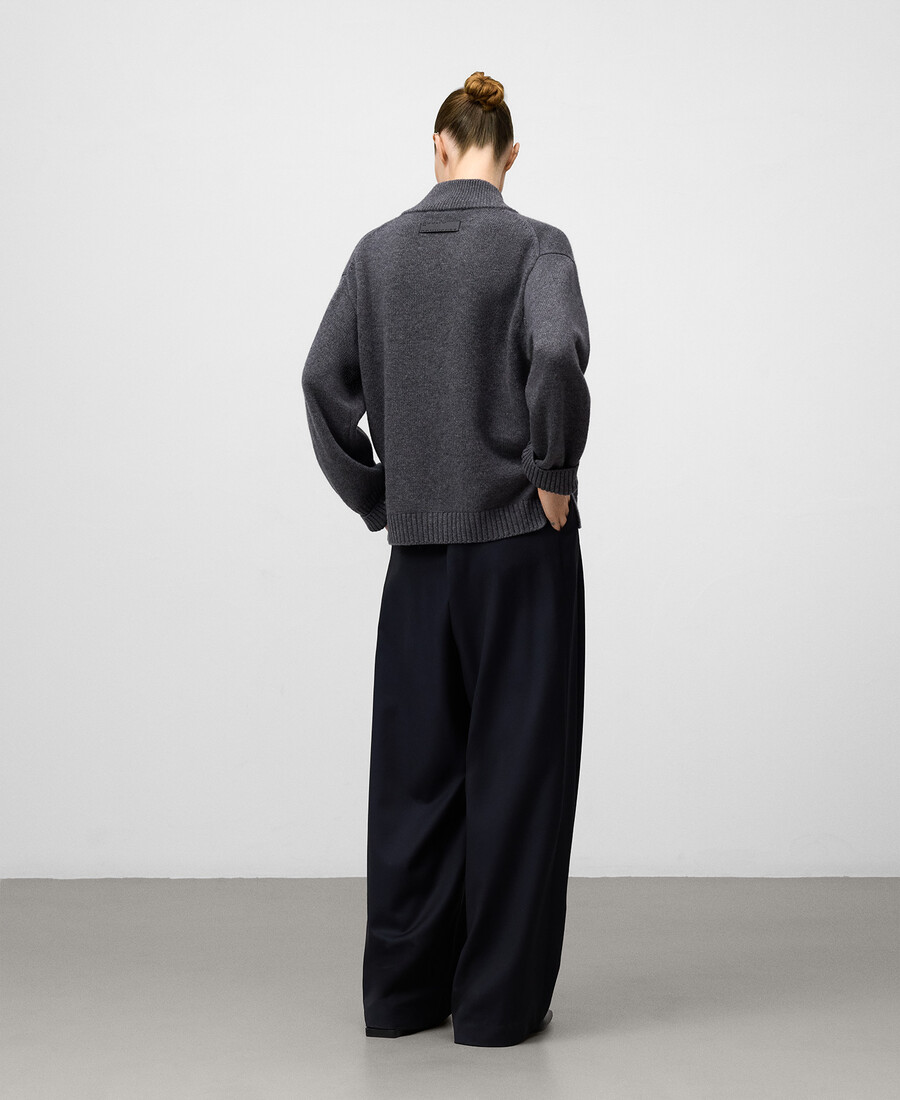cardigan femme en laine mérinos à col montant