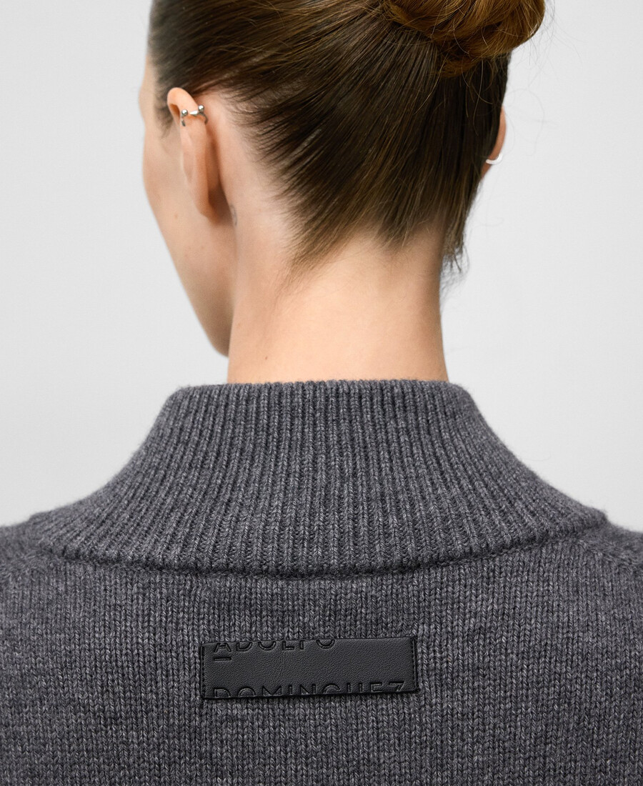 cardigan femme en laine mérinos à col montant