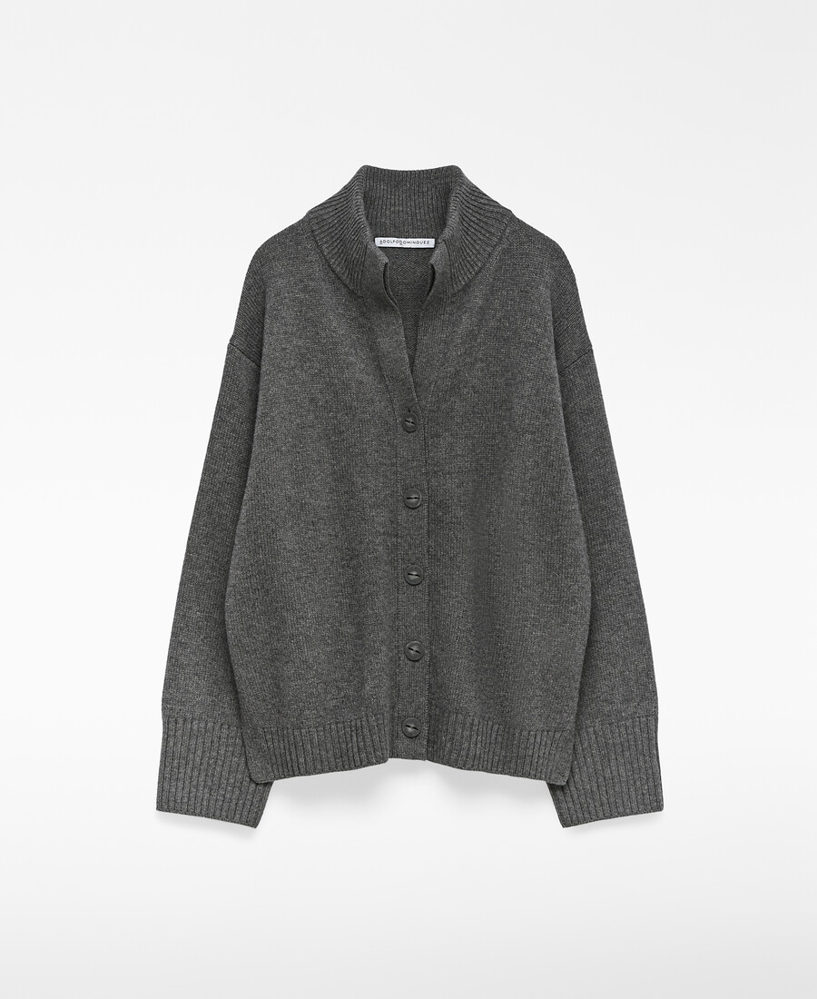 cardigan femme en laine mérinos à col montant