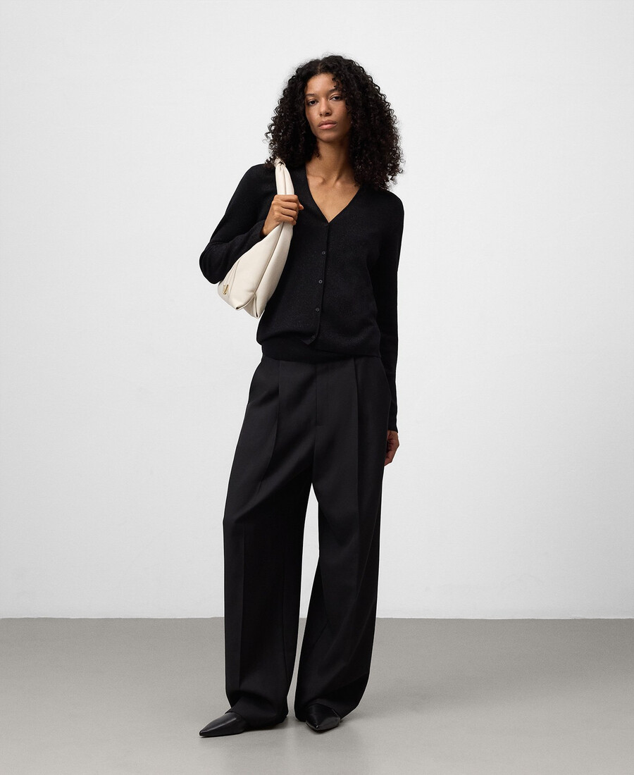 cardigan ajusté en maille métallisée pour femme