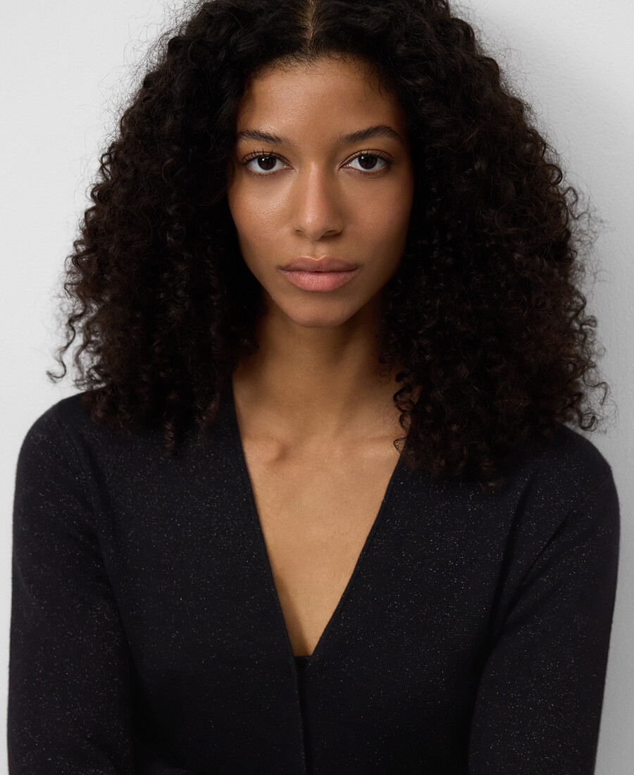 cardigan ajusté en maille métallisée pour femme