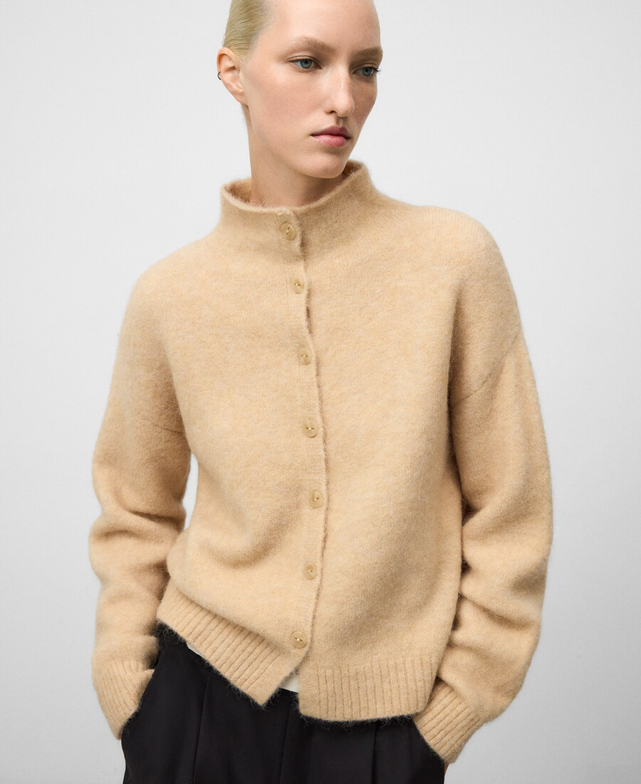 gilet en maille à col cheminée pour femme