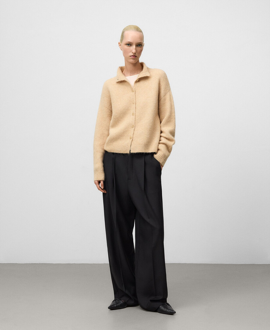 gilet en maille à col cheminée pour femme