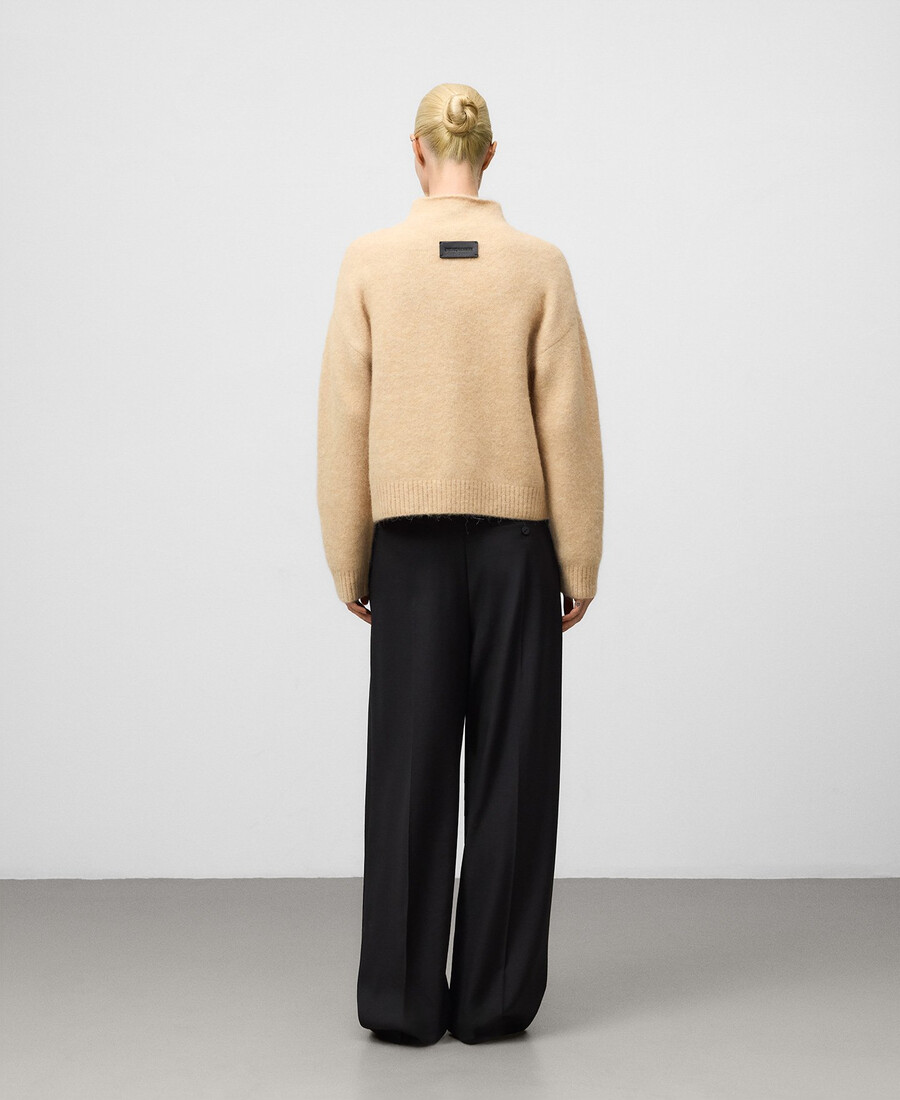 gilet en maille à col cheminée pour femme