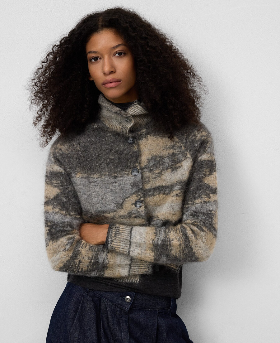 gilet en maille jacquard dégradée pour femme