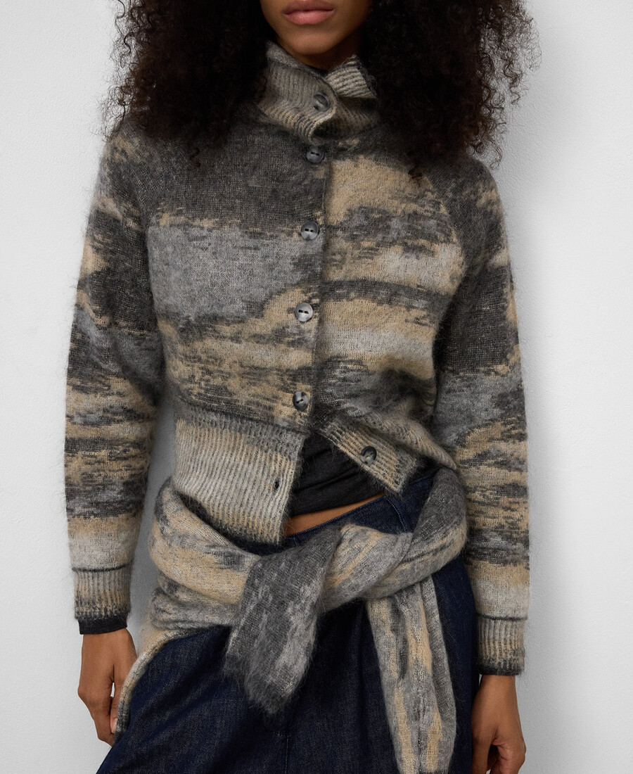 gilet en maille jacquard dégradée pour femme