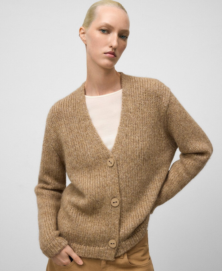 gilet en maille à col v pour femme