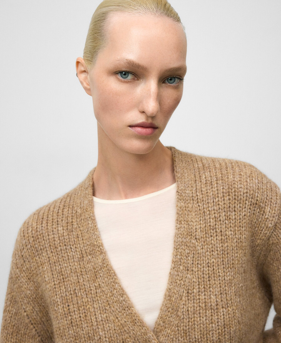 gilet en maille à col v pour femme