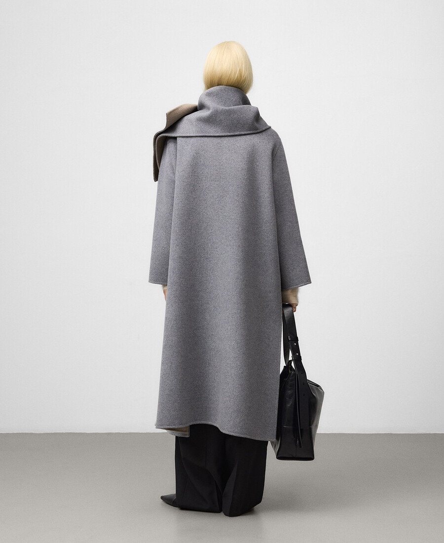 manteau double face avec écharpe femme