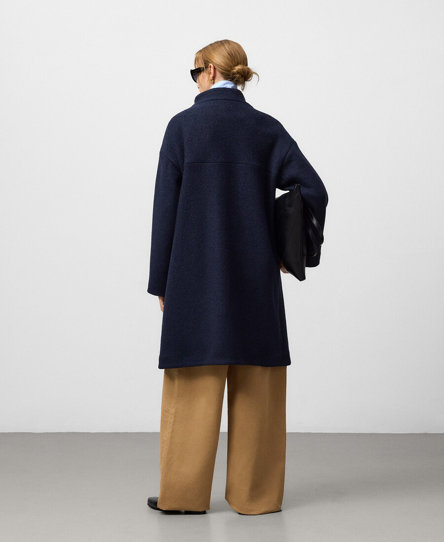 manteau long à col cheminée pour femme