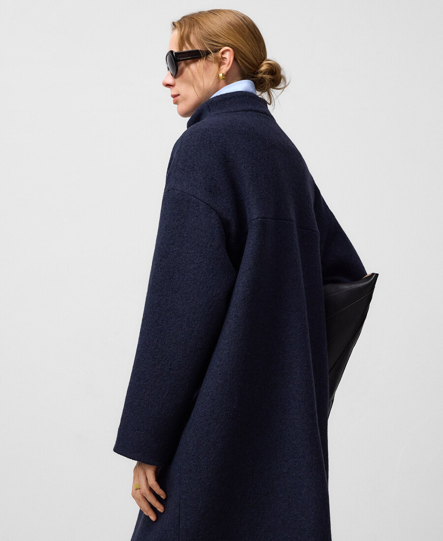 manteau long à col cheminée pour femme