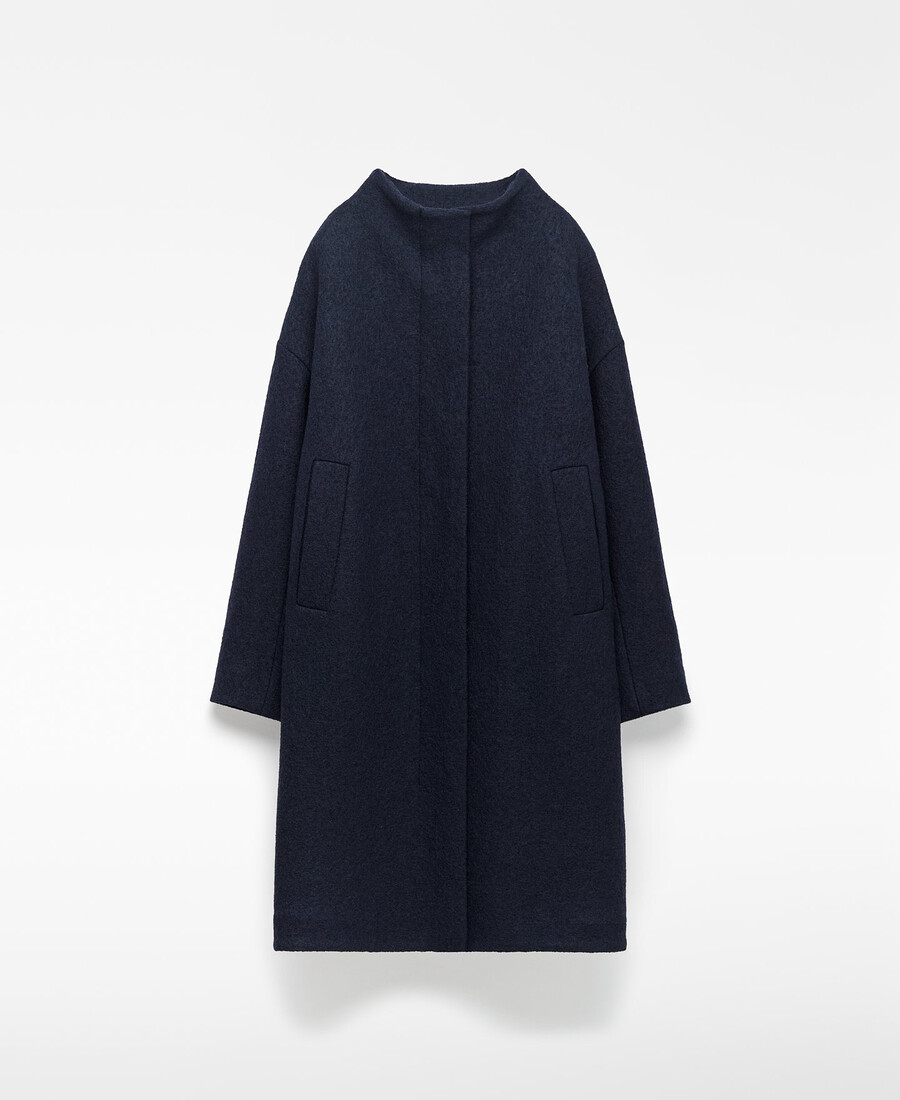 manteau long à col cheminée pour femme